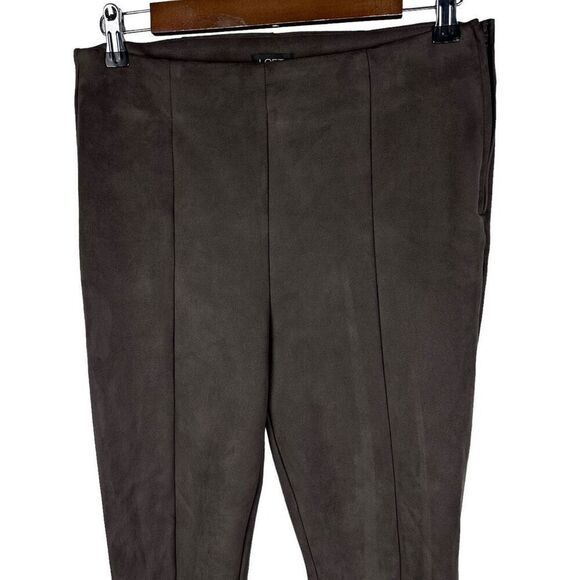 LOFT Chocolate Brown Faux Suede Stretch Side Zip Ankle Pants size 8 - Picture 5 of 10